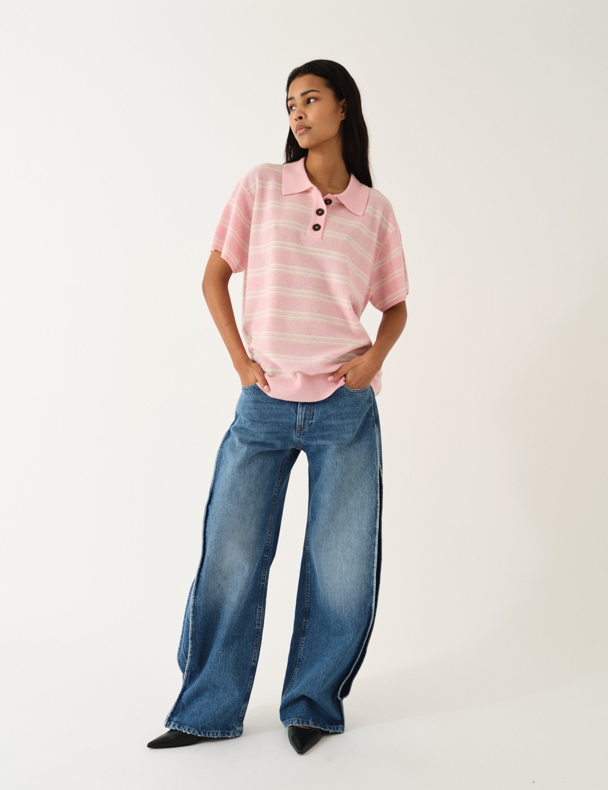Como Dads Polo N Pink/cream stripe