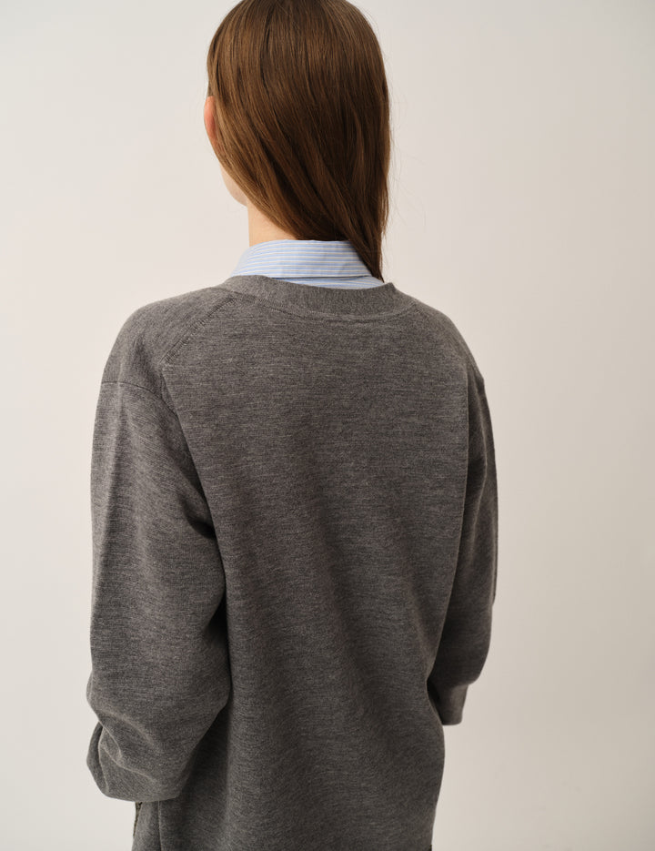 Bergen Dad Cardigan Grey Melange 4 / Grey Melange