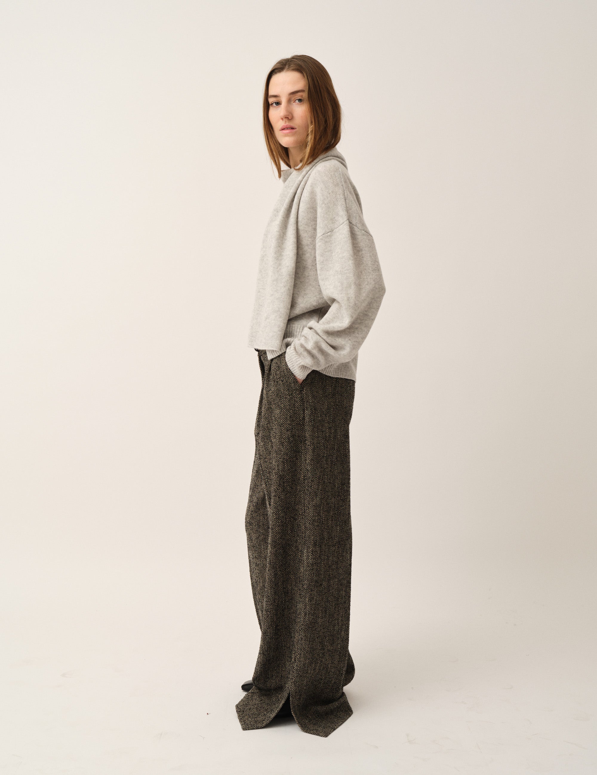 Volmer Scarf Sweater Heather Grey Melange 4 / Heather Grey Melange