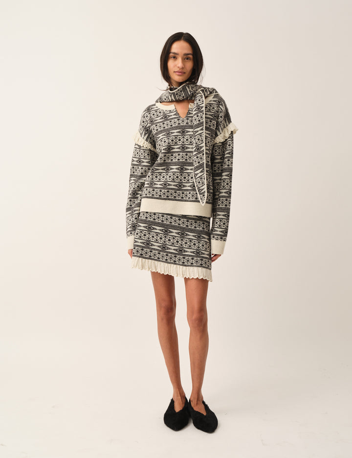Faroe Island Knit Cream/black artwork 4 / Cream/black artwork