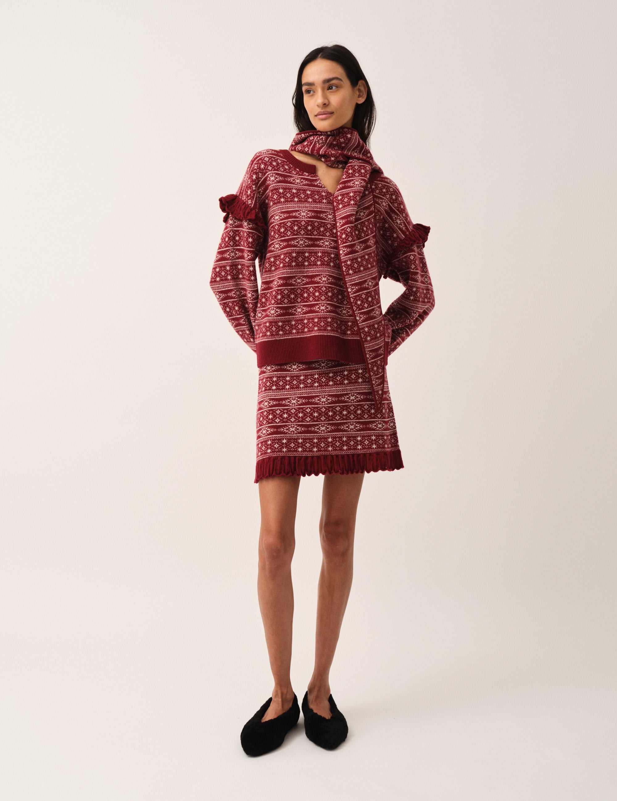 Faroe Island Knit Merlot/cream artwork 4 / Merlot/cream artwork