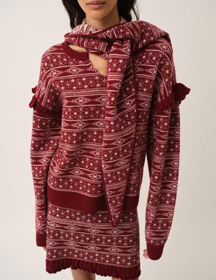 Faroe Island Knit Merlot/cream artwork 4 / Merlot/cream artwork
