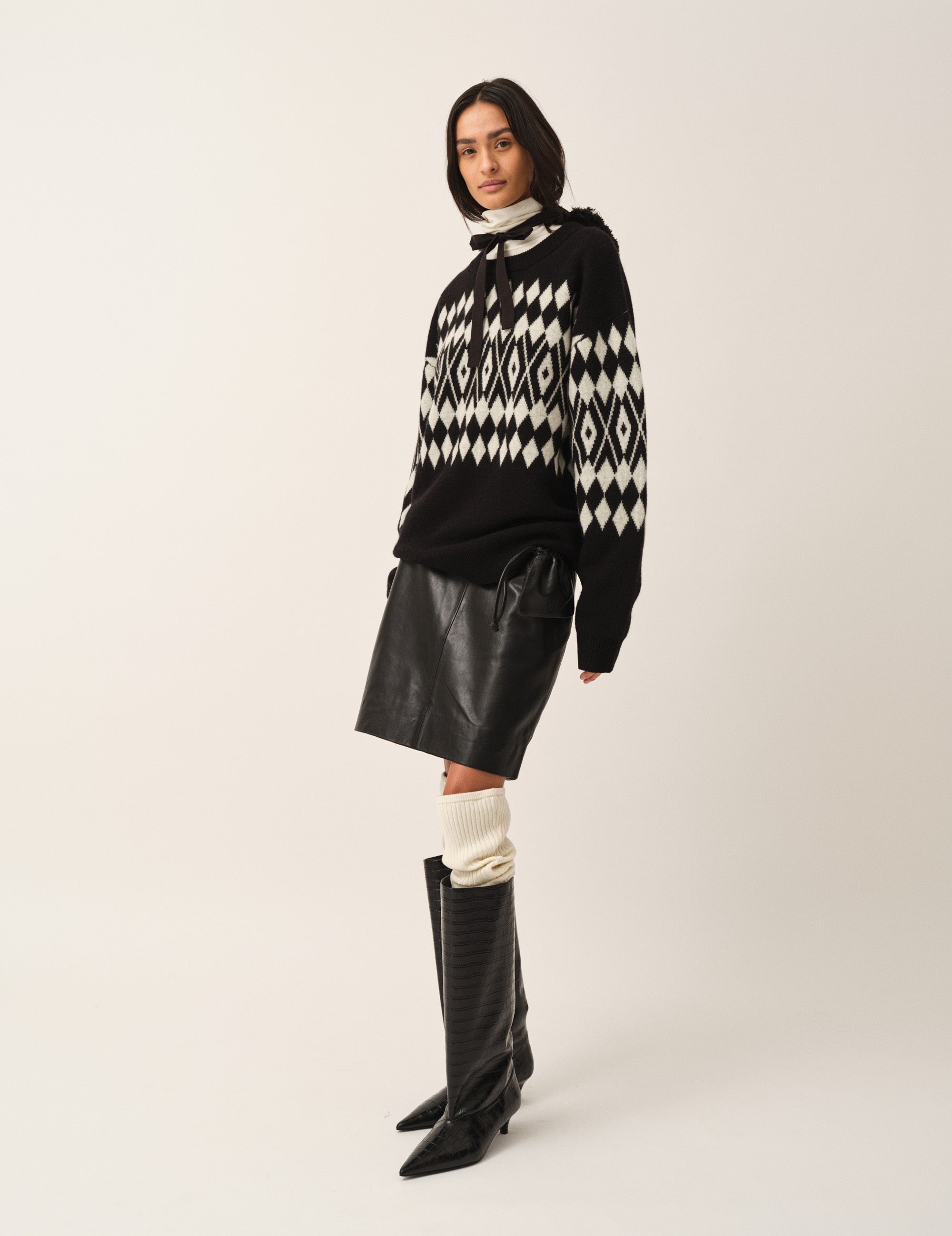 Faroe Island Sweater Black argyle 4 / Black argyle
