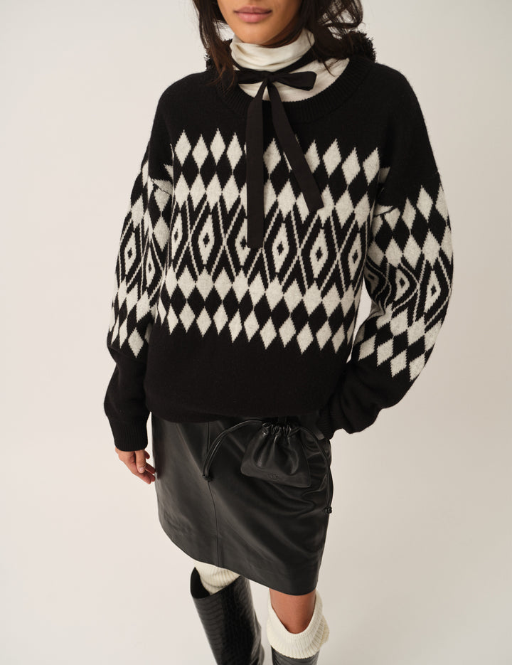 Faroe Island Sweater Black argyle 4 / Black argyle