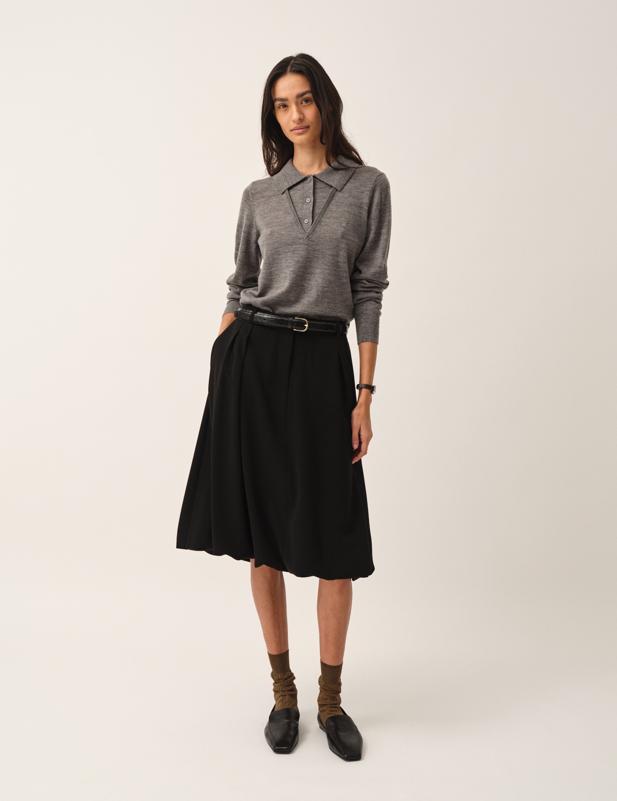 Crepe Balloon Skirt Black 4 / Black