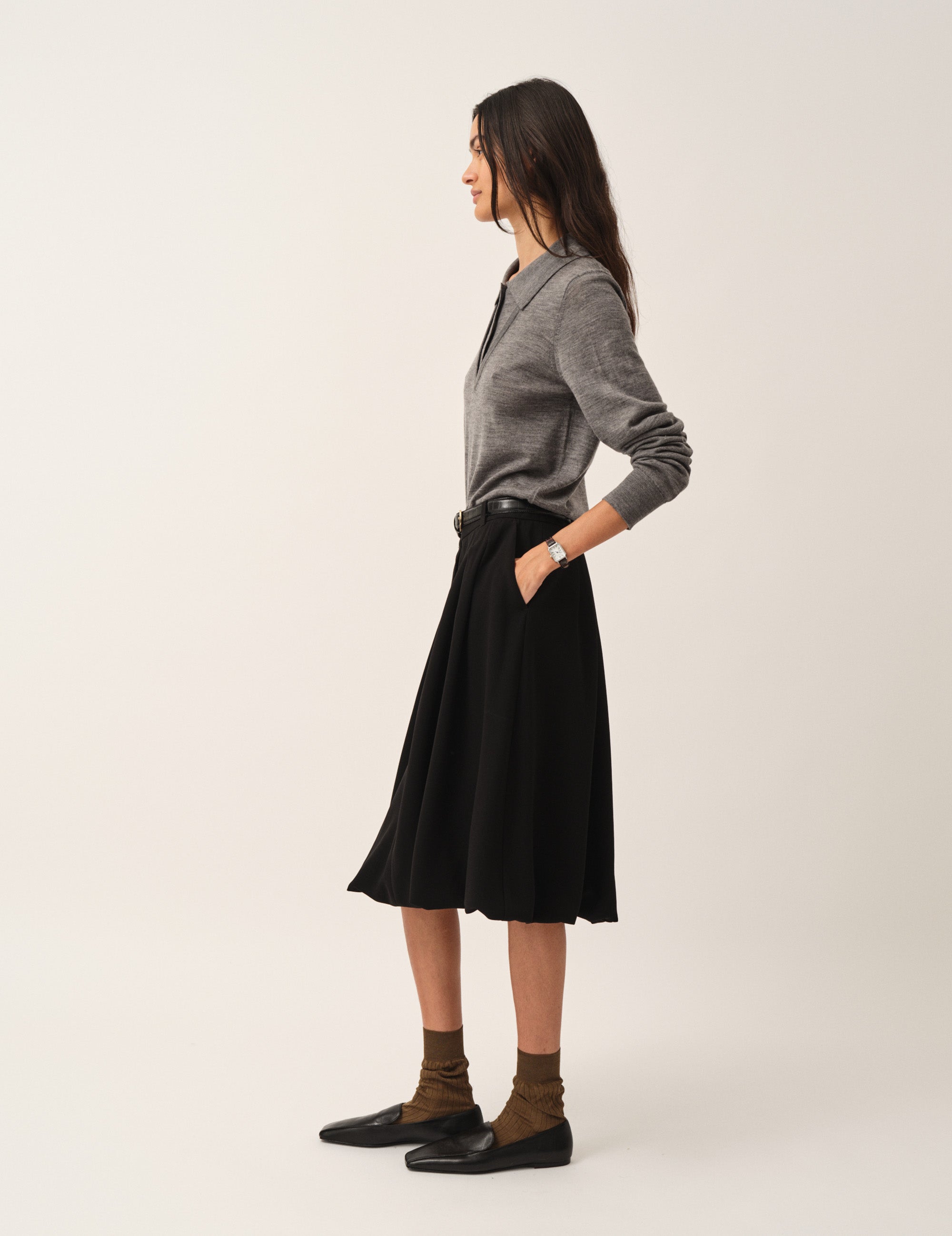 Crepe Balloon Skirt Black 4 / Black