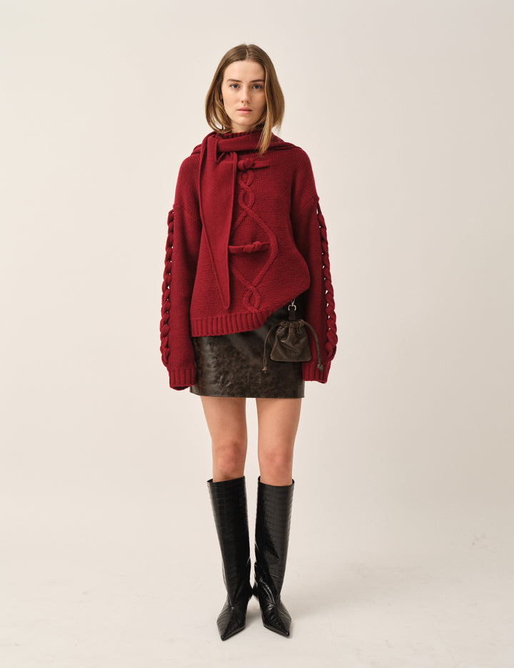 Como Braid Sweater Merlot 4 / Merlot