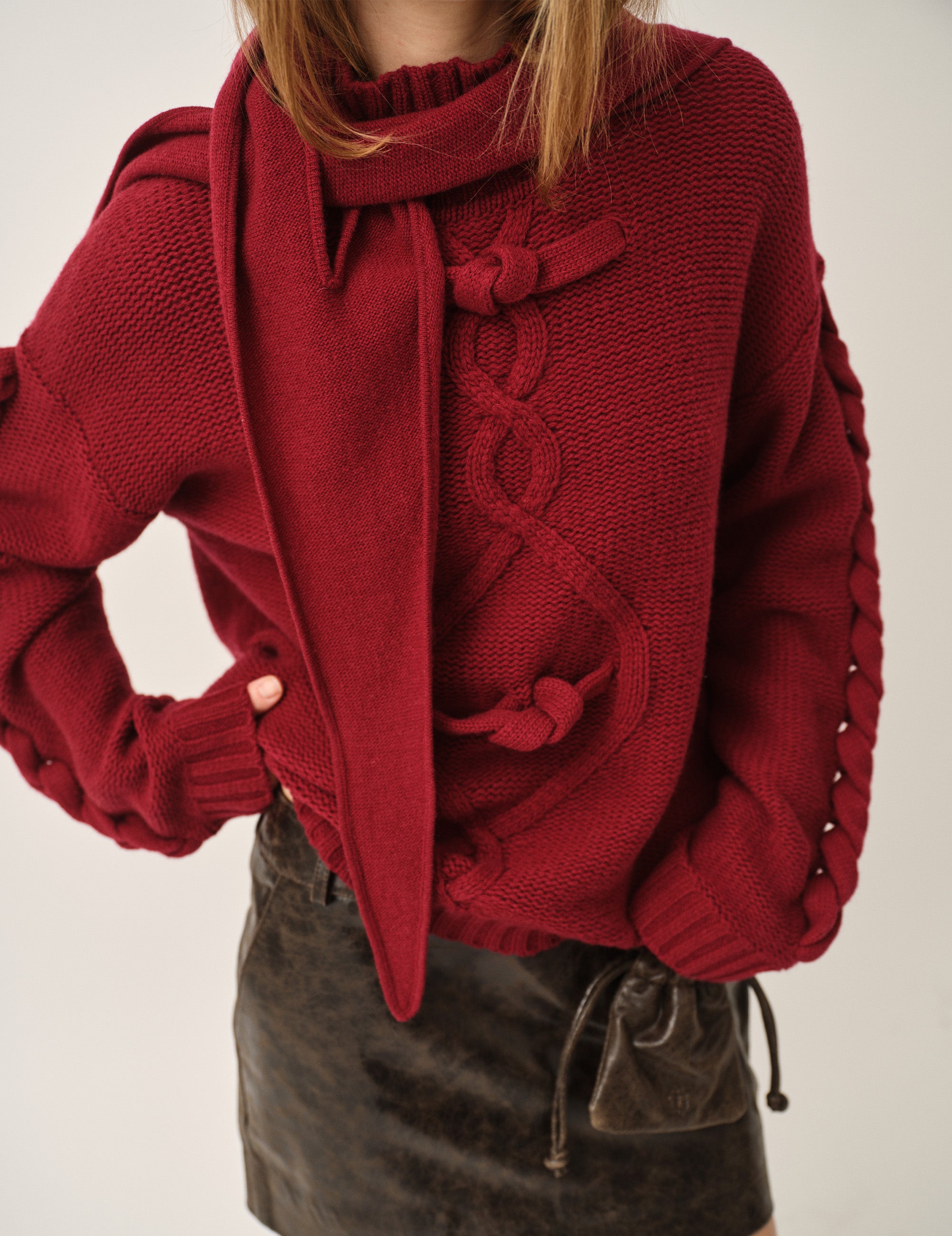 Como Braid Sweater Merlot 4 / Merlot