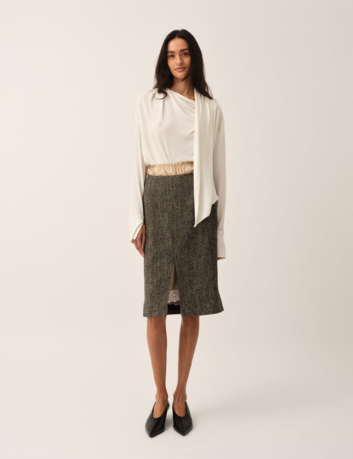 York Pencil Skirt Black/brown herringbone 4 / Black/brown herringbone
