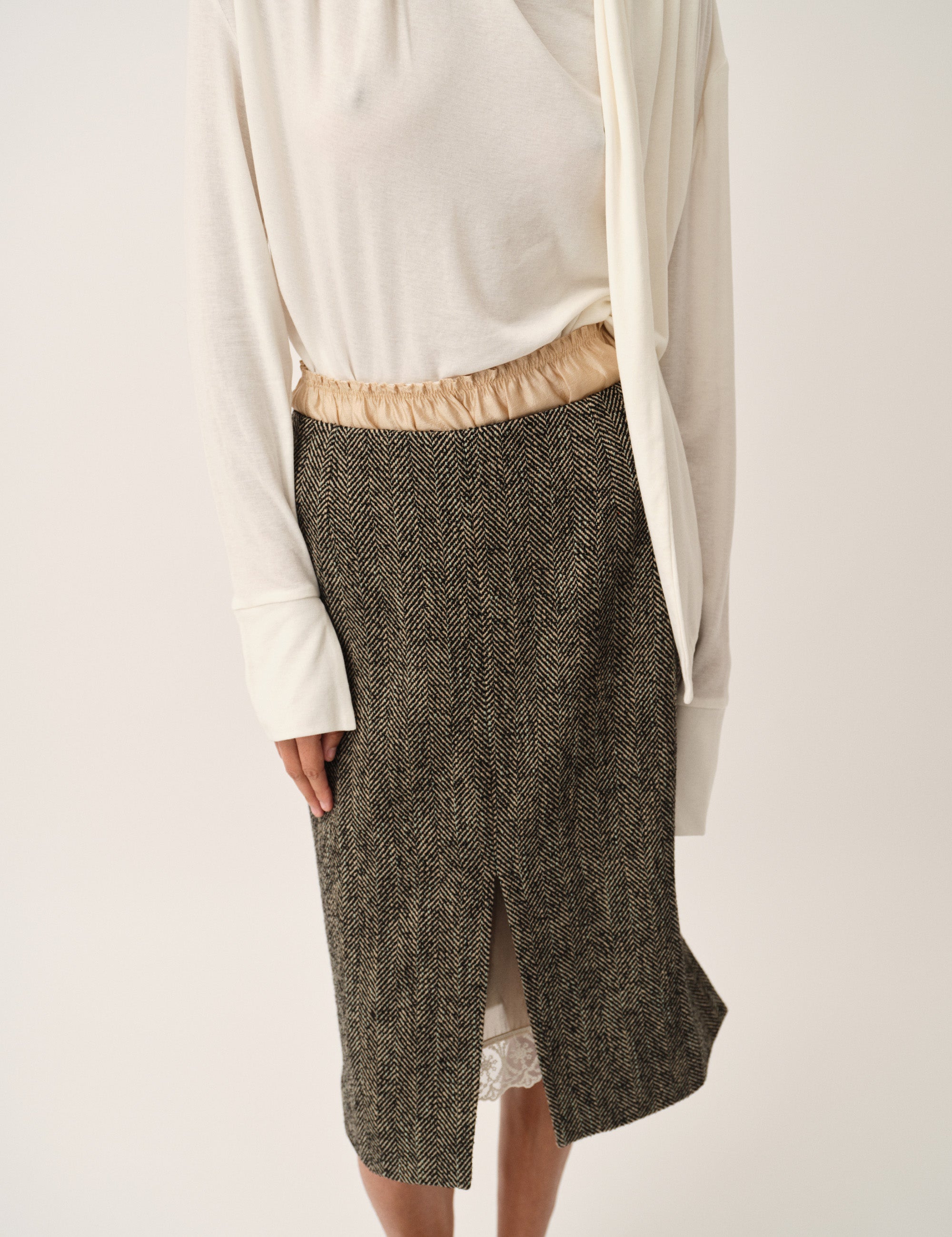 York Pencil Skirt Black/brown herringbone 4 / Black/brown herringbone