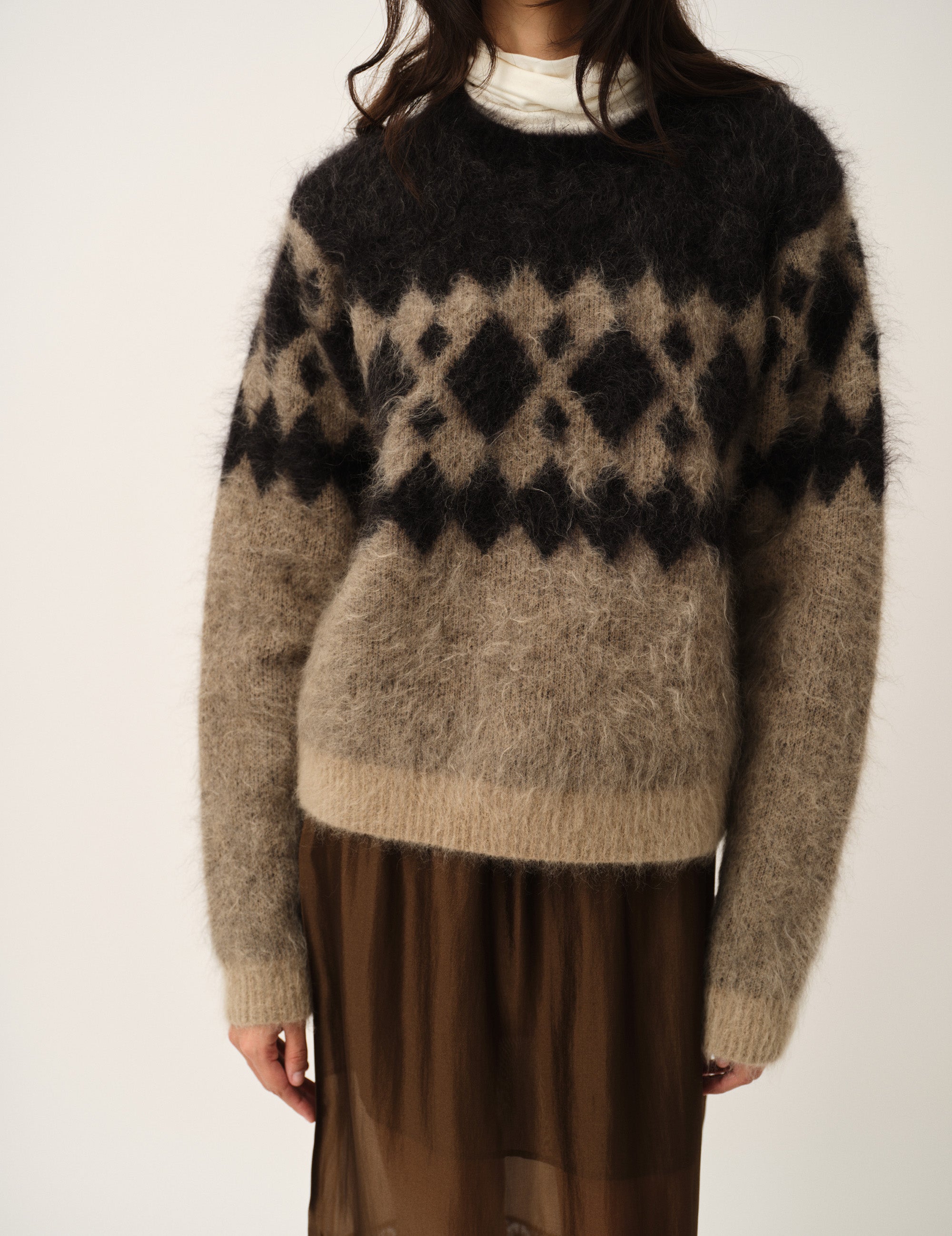 Roma Argyle Knit Raw/black artwork 4 / Raw/black artwork