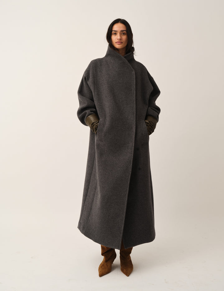 Clooney Neck Coat Grey Melange 4 / Grey Melange