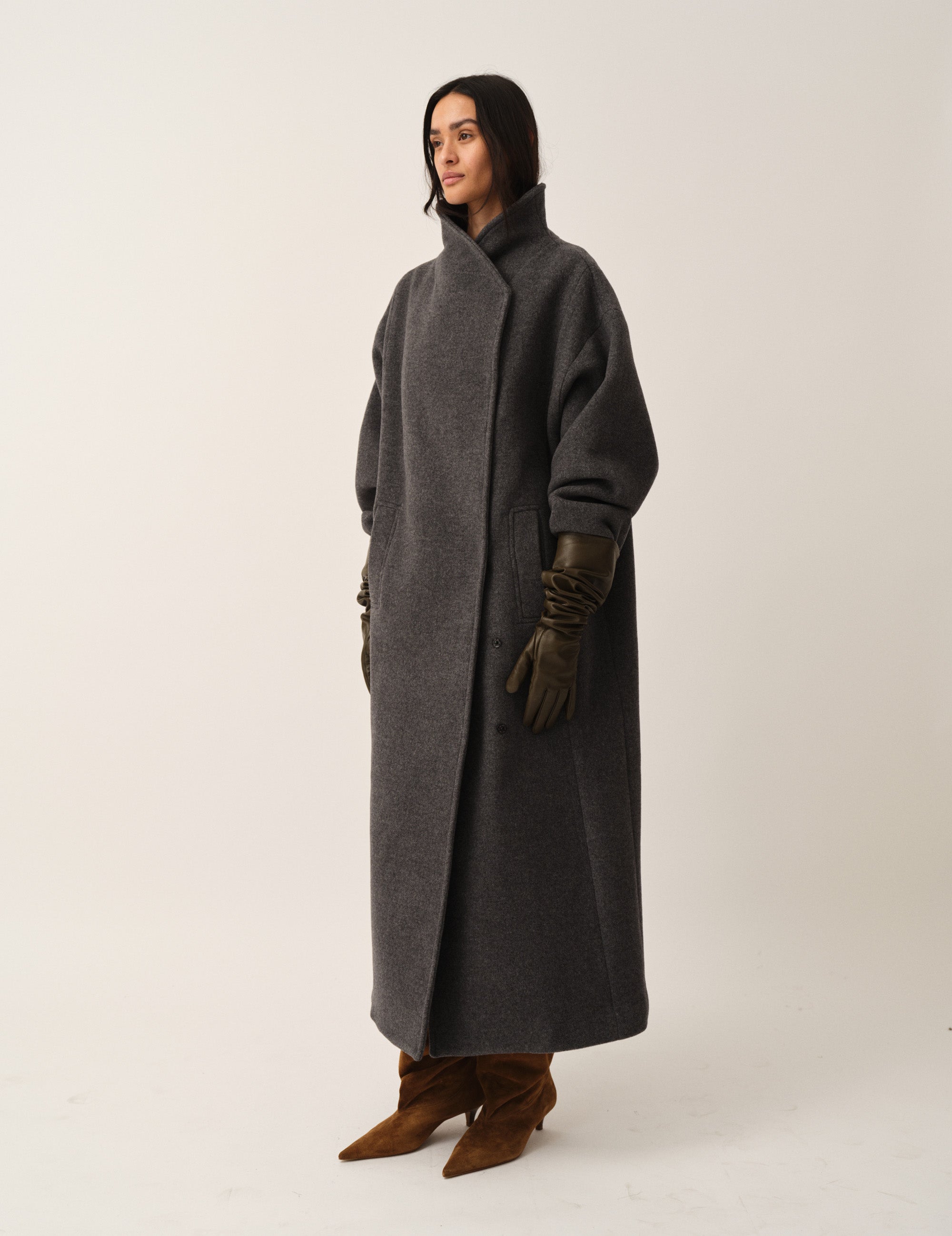 Clooney Neck Coat Grey Melange 4 / Grey Melange