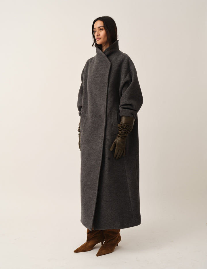 Clooney Neck Coat Grey Melange 4 / Grey Melange