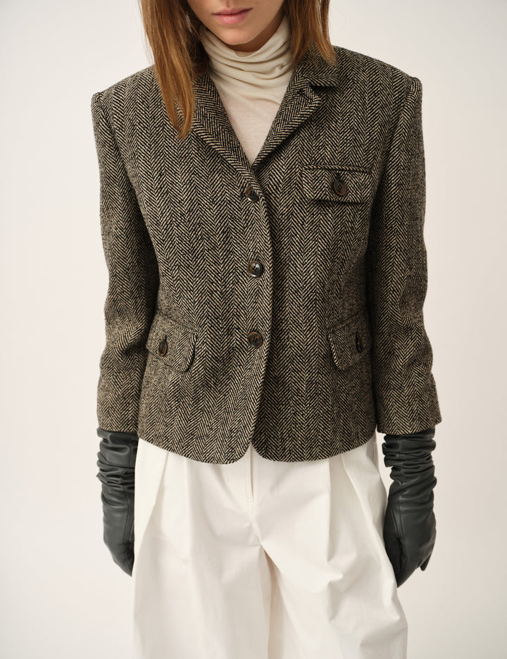 York Fitted Jacket Black/brown herringbone 4 / Black/brown herringbone