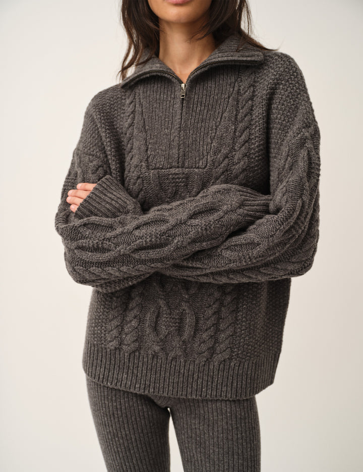 Como Zip Sweater Grey Melange 4 / Grey Melange