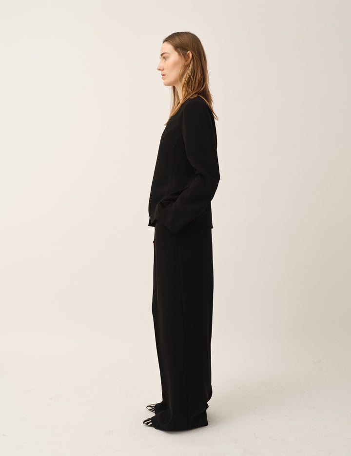 Crepe Slit Blouse Black 4 / Black